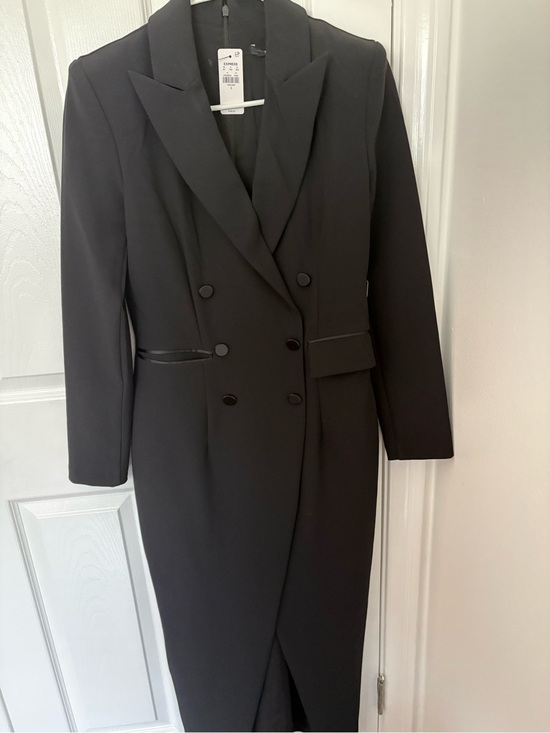 Express Black Blazer-Style Maxi Dress with Front Slit